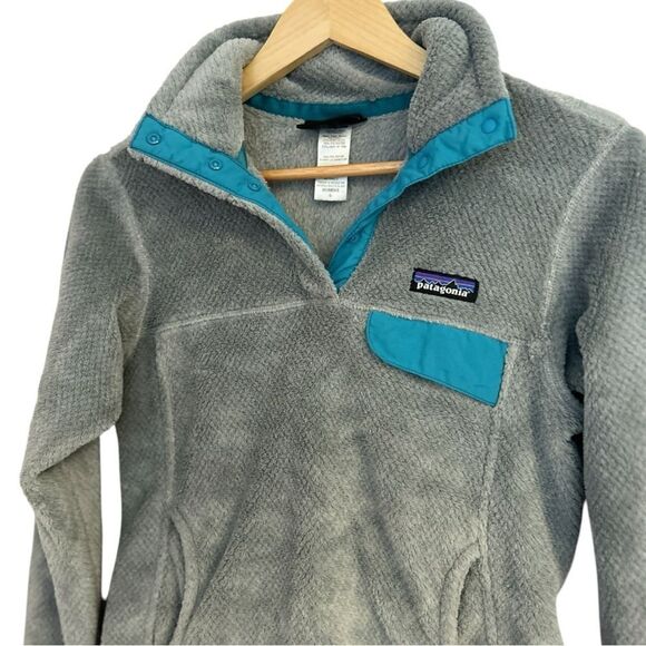 Patagonia Women's Re-Tool Snap-T Pullover Nickel Gray & Cuban Blue Size Small - Picture 3 of 6
